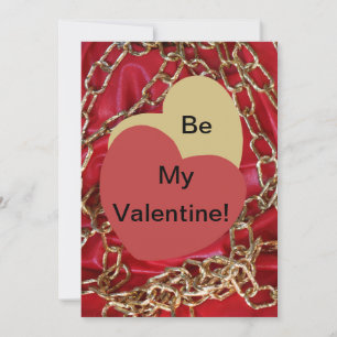 Cartão Seja Meu Amor Corações de amor dourado e vermelho 