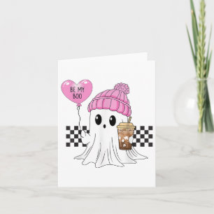 Cartão Seja Meu Boo Fofo Valentines Fantasma Rosa Dia dos