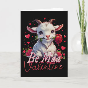 Cartão Seja Meu Valentine Cabra Coração Fofo Cabra Feliz 