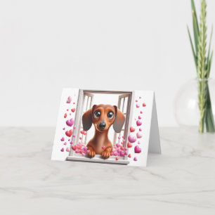 Cartão Seja minha placa Dachshund de Namorados
