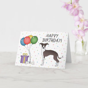 Cartão Selado E Branco Galgo Italiano - Feliz Aniversário