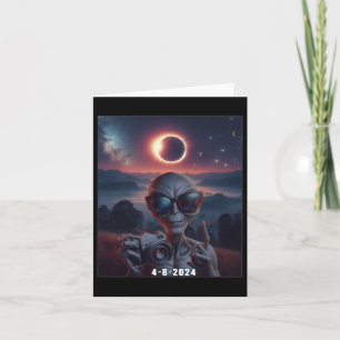 Cartão Selfie Com O Retro Gles De Visto Solar 2024 Eclips