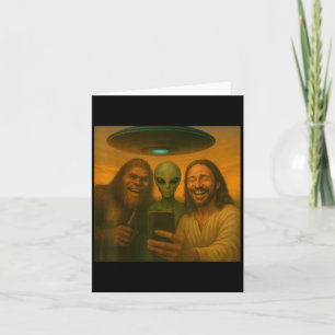 Cartão Selfie Pé-Grande Jesus Alien - Criptídeo Engraçado