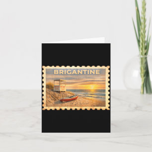 Cartão Selo de Viagem Retro de Brigantine Nova Jersey Vin