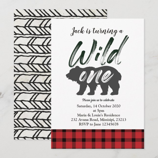 Cartão selvagem do convite do aniversário da (Frente/Verso)