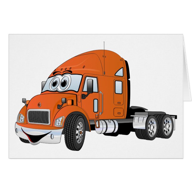 Cartão Semi Truck Cab Orange (Frente Horizontal)