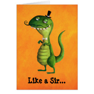 Cartão Senhor T-rex com Moustaches