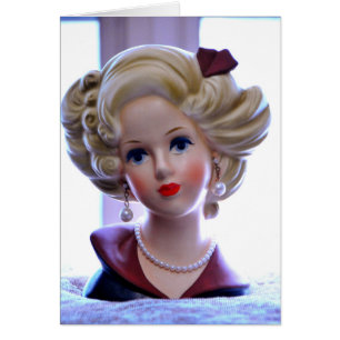 Cartão Senhora Bouffant grande Cabeça Vaso Retro