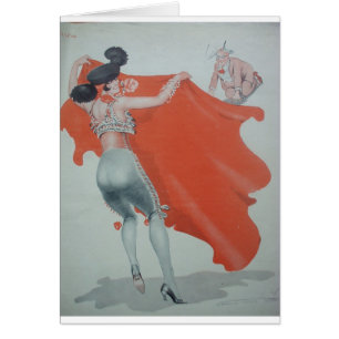 Cartão senhora Bullfighter Guardarar Fora do 1920