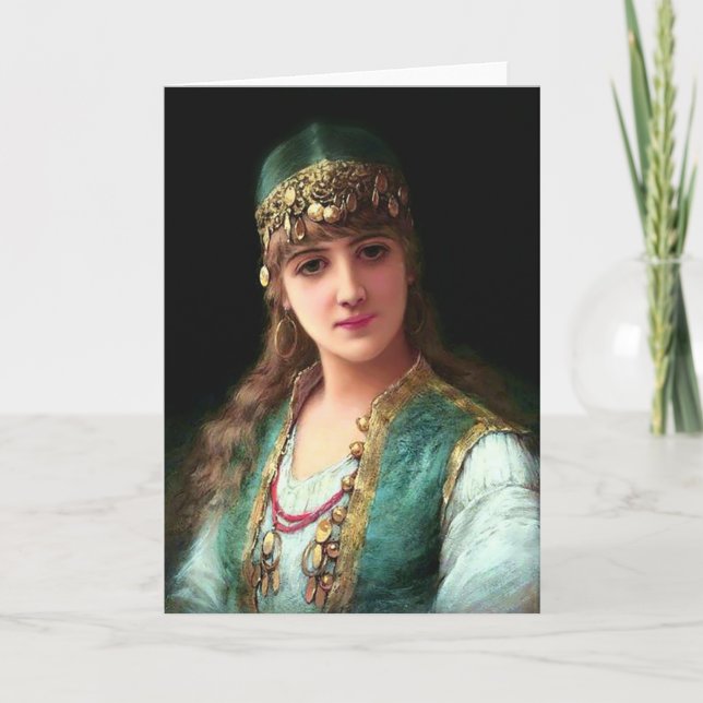 Cartão Senhora cigana, dançarina da barriga elegante (Frente)