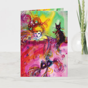 CARTÃO SENHORA COM GATO PRETO