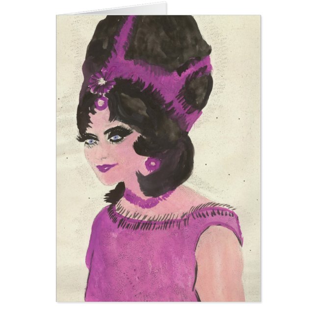 Cartão Senhora cor-de-rosa (Frente)