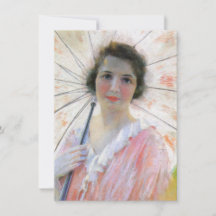 Senhora de vestido rosa com parasol (Robert Reid)