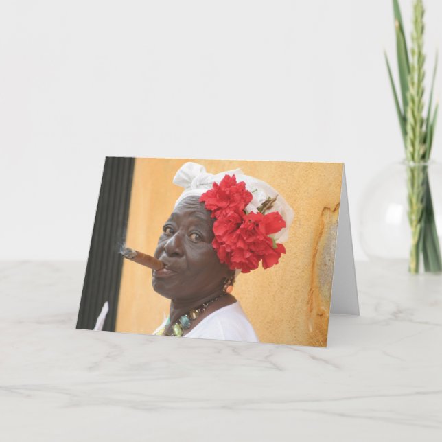 Cartão Senhora do charuto de Cuba (Frente)