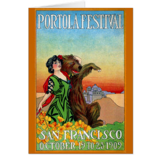 Cartão Senhora do festival de Portola com urso
