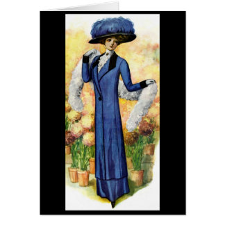 Cartão Senhora do vintage que vai para um Stroll