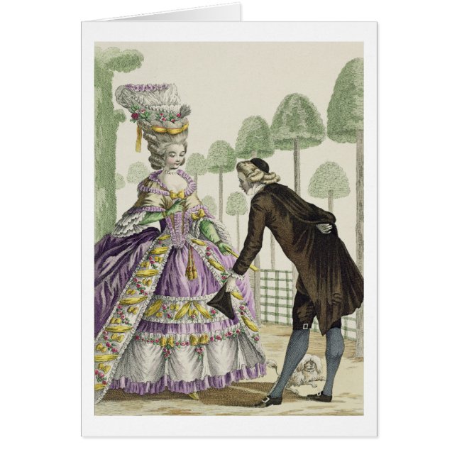 Cartão Senhora em passeios de um vestido do Lilac nos (Frente)