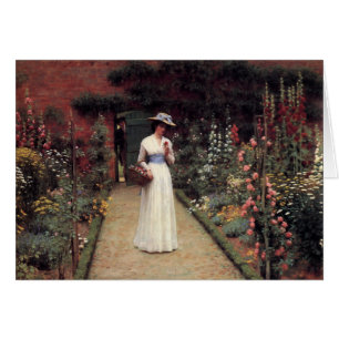 Cartão Senhora em um jardim - Edmund Blair Leighton