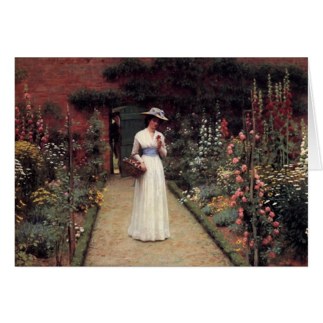 Cartão Senhora em um jardim - Edmund Blair Leighton (Frente Horizontal)