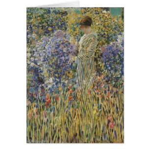 Cartão Senhora em um jardim por Frederick Frieseke, Belas