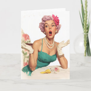 Cartão Senhora Glamourosa Retro Surpreendente