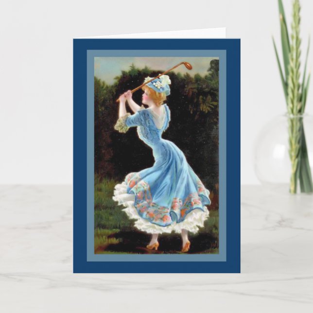 Cartão Senhora Golfing do vintage (Frente)