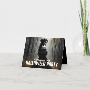 Cartão Senhora Mística na Floresta Escura de Halloween - 