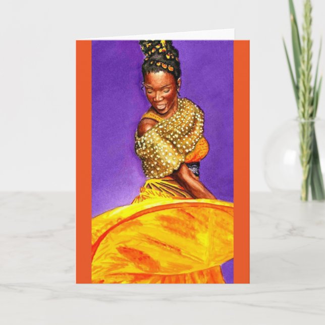 Cartão Senhora no vestido amarelo (Frente)