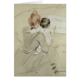 Cartão Senhora Paul Helleu e sua filha Paulette