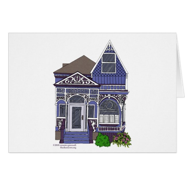 Cartão Senhora pintada Victorian - azul (Frente Horizontal)
