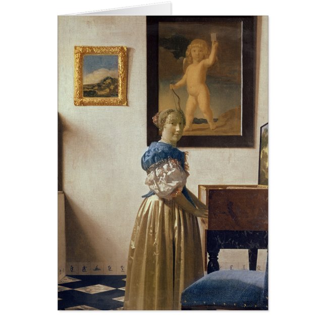 Cartão Senhora que está no Virginal, c.1672-73 (Frente)