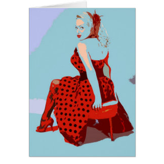 Cartão Senhora retro do balancim do vintage no vestido