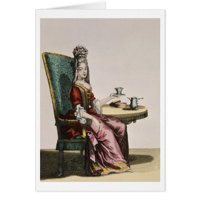 Cartão Senhora Taking Café, placa de forma, c.1695 (Frente)