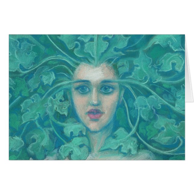 Cartão Senhora Verde / Rainha da Floresta, arte da fantas (Frente Horizontal)