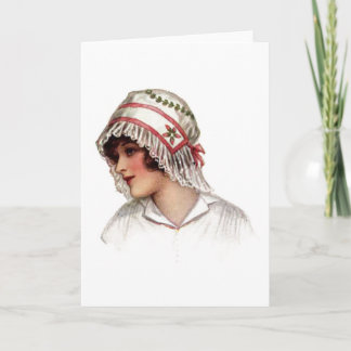 Cartão Senhora Vintage em Embroiderme e Bonnet Lace