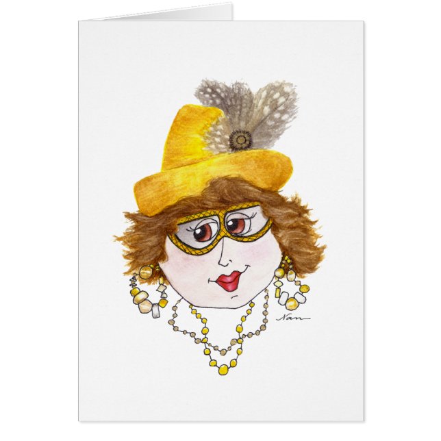 Cartão Senhora Whimsical em uma dieta de marisco (Frente)