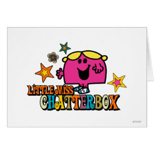 Cartão Senhorita pequena Chatterbox & estrelas coloridas