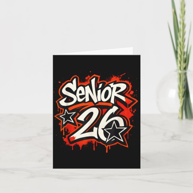 Cartão Senior 2026 Graffiti Drip Style Graduation Graphic (Frente)