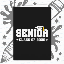Cartão Senior Class of 2026 Bold Graduation Typography