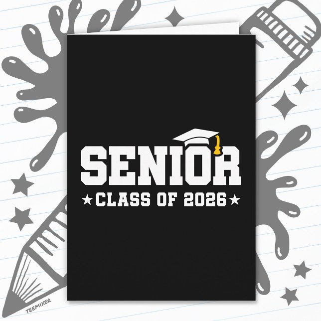 Cartão Senior Class of 2026 Bold Graduation Typography (Criador carregado)