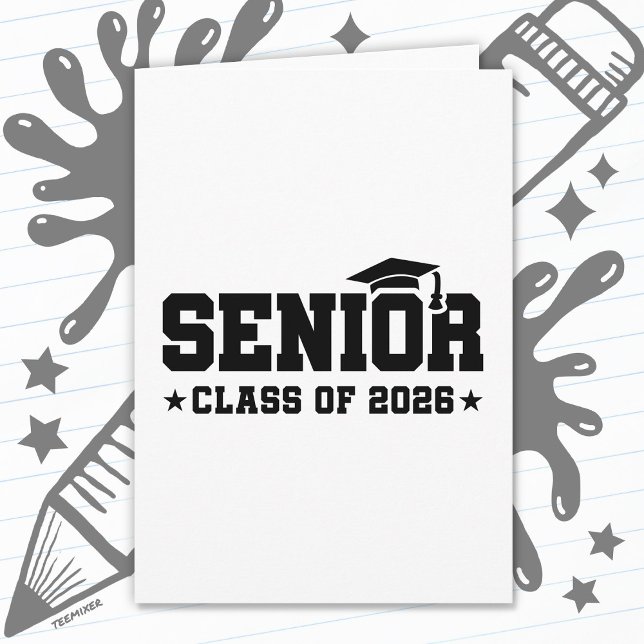 Cartão Senior Class of 2026 Bold Graduation Typography (Criador carregado)