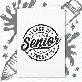Cartão Senior Class of 2026 Cool Vintage Badge Graduation