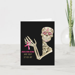 Cartão Sensibilização do Cancer Mama Esqueleto Verifique