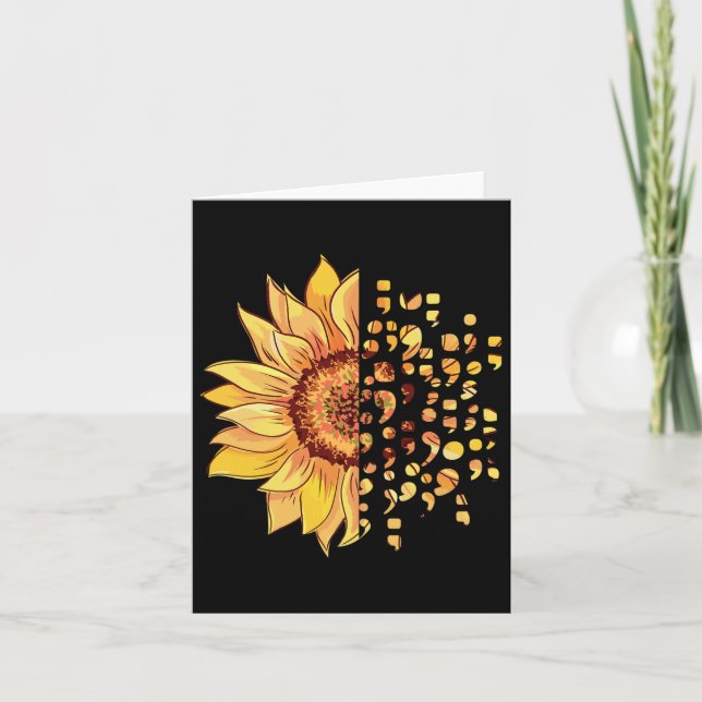 Cartão Sensibilização Suicida Depressão Semicolon Cura Me (Frente)