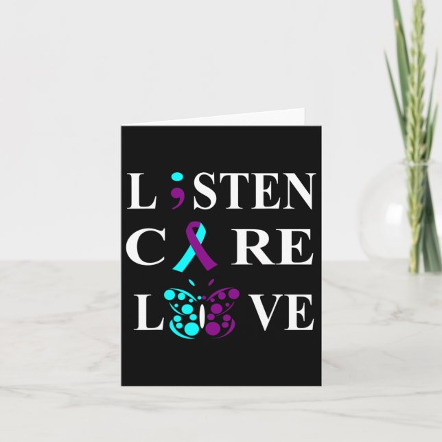 Cartão Sensibilização Suicida Semicolão Roxo Fita Teal Gi (Frente)