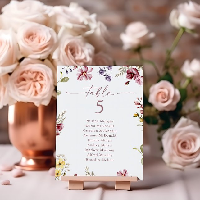 Cartão Sentado para Número de Mesa de Flor Selvage (Criador carregado)