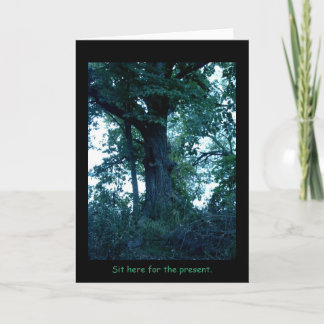 Cartão Sente-se aqui, placa de árvore