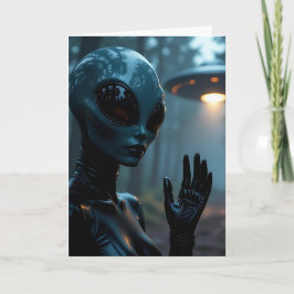 Cartão Sente Sua Falta! Amizade| Alienígena e OVNI