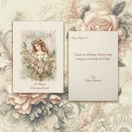 Cartão Sentimentos Cordiais Anjo Estilo Vintage