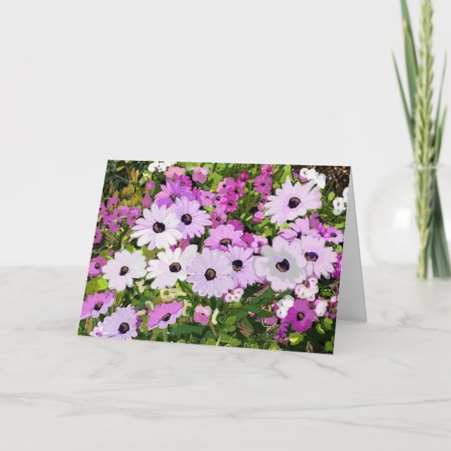Cartão Sentimentos e flores no dia das mães (Frente)